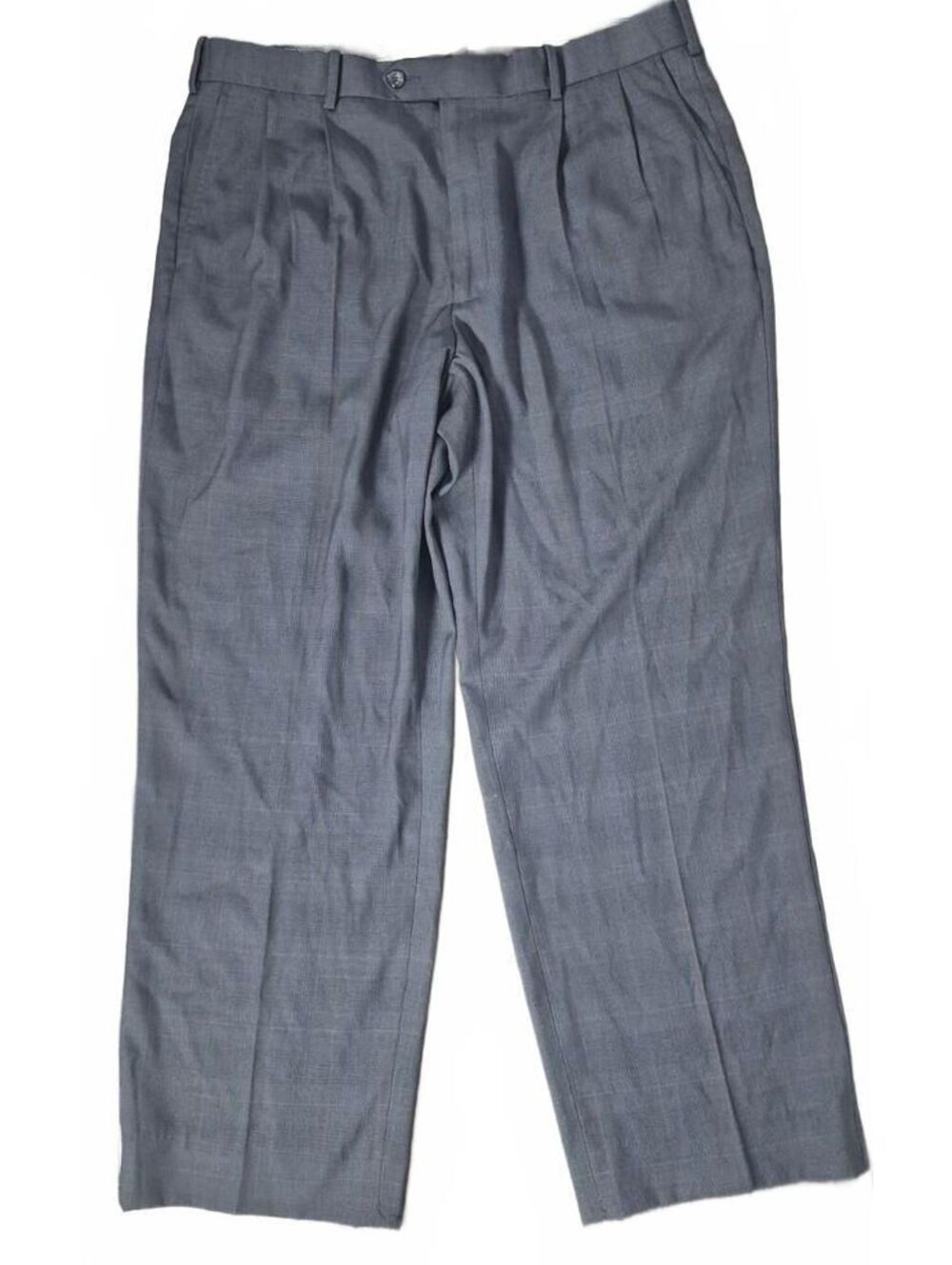 Mondo di Marco Men's 38x29 Blue Plaid Pleated Dress Pants Trousers